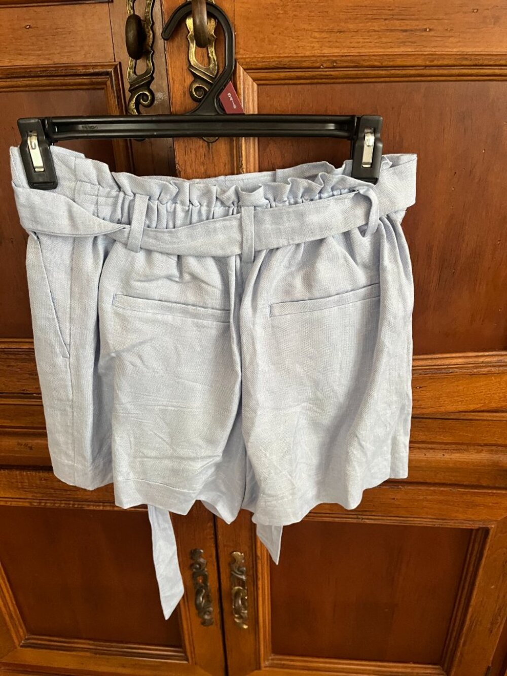 LOFT Petites Linen Paperbag Waist Shorts Light Blue 2P - Picture 2 of 3